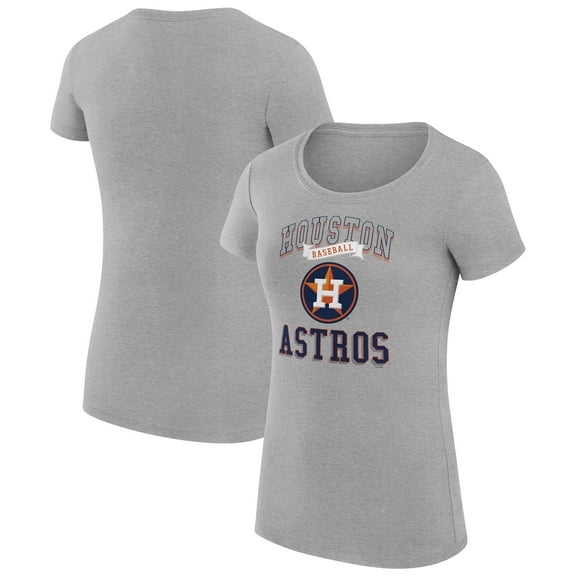 Women's G-III 4Her by Carl Banks Heather Gray Houston Astros Super-Slim Fit Lightweight Team Logo Graphic T-Shirt