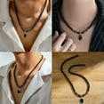 thumbnail image 2 of HOOUN 1pc Men's Creative Natural Tiger Eye Black Bead Necklace Stainless Male Gift-Black, 2 of 9
