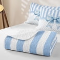thumbnail image 4 of Erosebridal Blue Coquette Bowknot Kids Twin Quilt Set,Geometric Striped Polka Dots Twin Coverlet Set For Girl,2 Pieces, 4 of 7