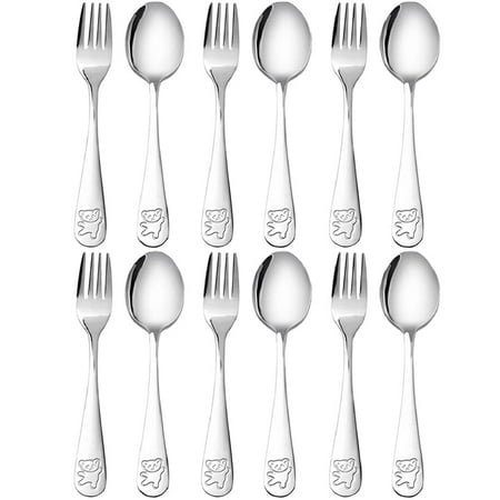 

KeesonKimi 12 Pieces Kids Silverware Stainless Steel Children s Safe Flatware Child Spoon and Fork Set Toddler Utensils