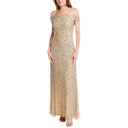 Adrianna Papell Off-the-Shoulder Sequined Gown