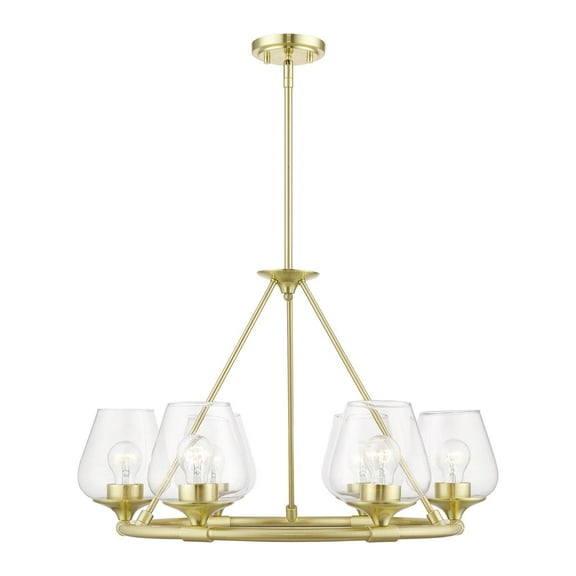 46726-12 Livex Lighting Willow - 6 Light Chandelier In Transitional Style-18.75 Inches Tall and 26 Inches Wide-Satin Brass Finish    -Traditional