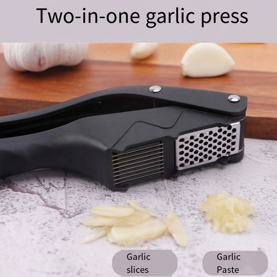 Stainless steel two-in-one garlic press is a must-have garlic slicing tool in the kitchen. It is durable and easy to clean. It is suitable for families and professional chefs.