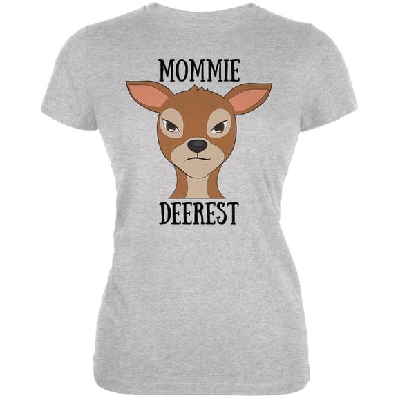 Deer Mommy Deerest Dearest Funny Pun Juniors Soft T Shirt Heather 2XL