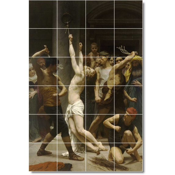 Ceramic Tile Mural-William Bouguereau Religious Wall Tile Mural 20. 24" w x 36" h using (24) 6 x 6 ceramic tiles