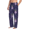 thumbnail image 2 of Uemuo Lavender Flowers Pattern Men's Wide Leg Palazzo Lounge Pants with Pockets Light Weight Loose Comfy Casual Pajama Pants-, 2 of 9