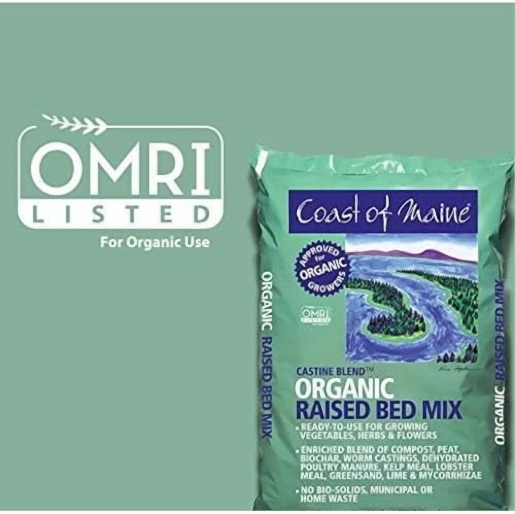 Unbranded Castine Blend (2 cu ft) Organic & Natural Raised Bed Mix, RTU for Growing Vegetables, Herbs & Flowers — Residential Use, Standard Application