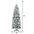 thumbnail image 2 of Costway 6Ft Pre-lit Snow Flocked Artificial Pencil Christmas Pine Tree w/ 250 LED Lights, 2 of 8