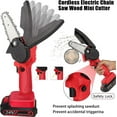 thumbnail image 5 of Mini Tronçonneuse Électrique 24V au Lithium Rechargeable Sans Fil pour le Travail du Bois, la Coupe et l'Élagage, Outil pour Jardin (Rouge), 5 of 5