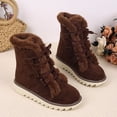 thumbnail image 4 of JUSLIO Boots for Women,Lace Up Round Toe Mid Calf Boots Fashion Casual Slip on Comfort Snow Boots for Women,Plus Size Boots, 4 of 9