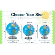 11 Illuminated Globe with Chrome Stand – Rotating Desktop World Map with LED Light for Home or Classroom Use
