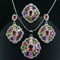 thumbnail image 2 of K-KED Fashion 925 Silver Colorful Topaz Necklace Earrings Ring Party Delicate Jewelry Set Gifts-7-Colorful, 2 of 6