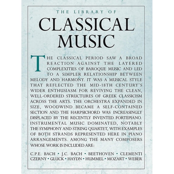 Music Sales Library Of Classical Music - Piano Solo