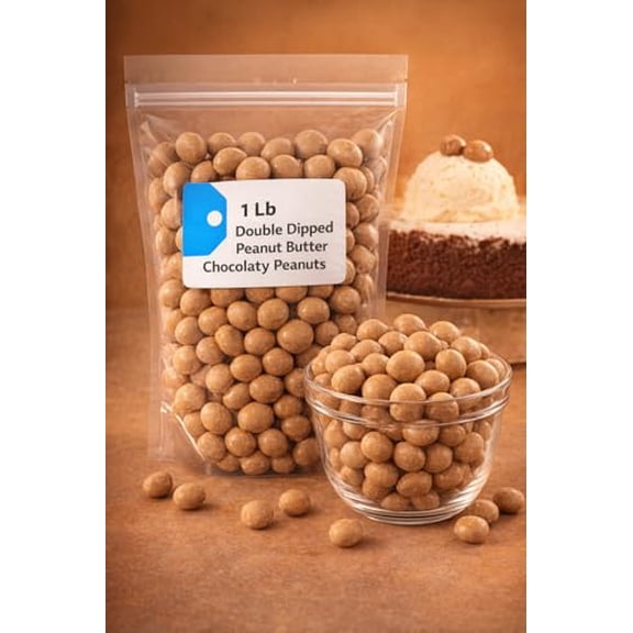 Double Dipped Peanut Butter Chocolaty Peanuts – 1 lb Bag, Chocolate & Peanut Butter Coated Roasted Peanuts