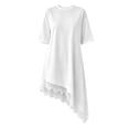 thumbnail image 6 of Ovbmpzd Mini Women Summer Dresses A-Line Flowy White Sundress Dresses Casual Crew Neck Elbow-Length Dresses Women'S Summer Dresses,S, 6 of 6