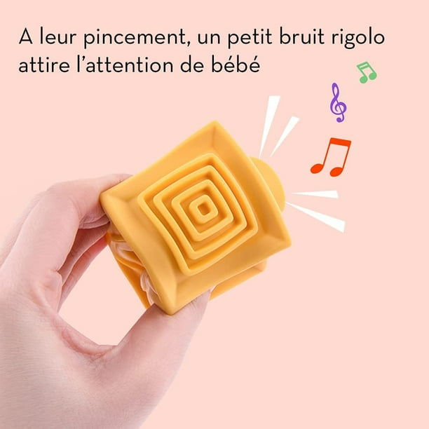 12 Cubos Sensoriales De Animales Con Sonido – Bloques Blandos Apilables Montessori – Bolsa De Malla – Regalo Bebés 6 Meses+