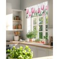 thumbnail image 6 of Pink Tulip Floral Window Valance Curtain Pink Flowers Plant Rod Pocket Short Curtain for Living Room, Bedroom & Kitchen Window Decor 54x18in, 6 of 8
