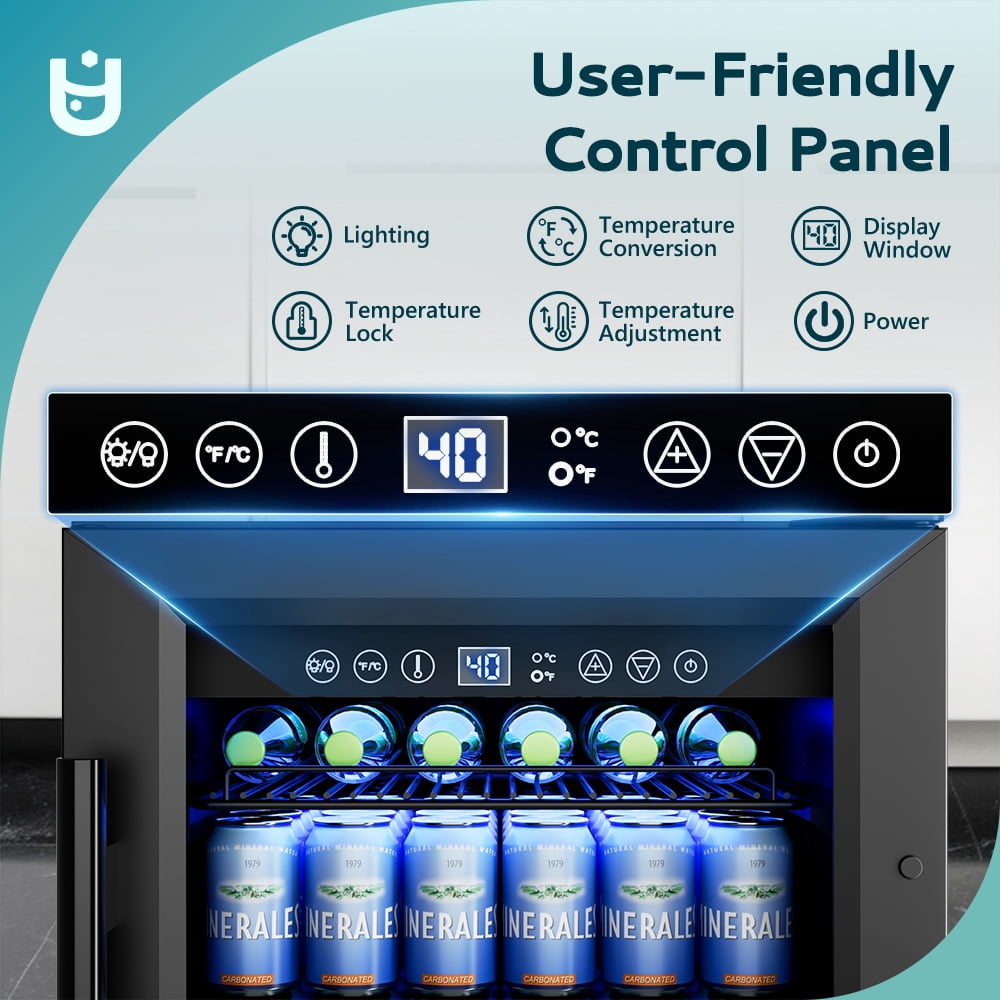 EUHOMY 3.2 Cu.ft. Under Counter Beverage Refrigerators Cooler for Soda, Water, Wine, Home Kitchen Bar