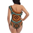 thumbnail image 5 of Sikiie African Tribal Style Print Women One Piece Swimsuits Tummy Control One Shoulder Bathing Suits Ruffle Swimwear, From S to XXL-X-Large, 5 of 6