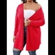 thumbnail image 3 of Suéter Tipo Cárdigan de Punto con Abertura Frontal, Liso y Acanalado, para Mujer Rojo 5XL, 3 of 8