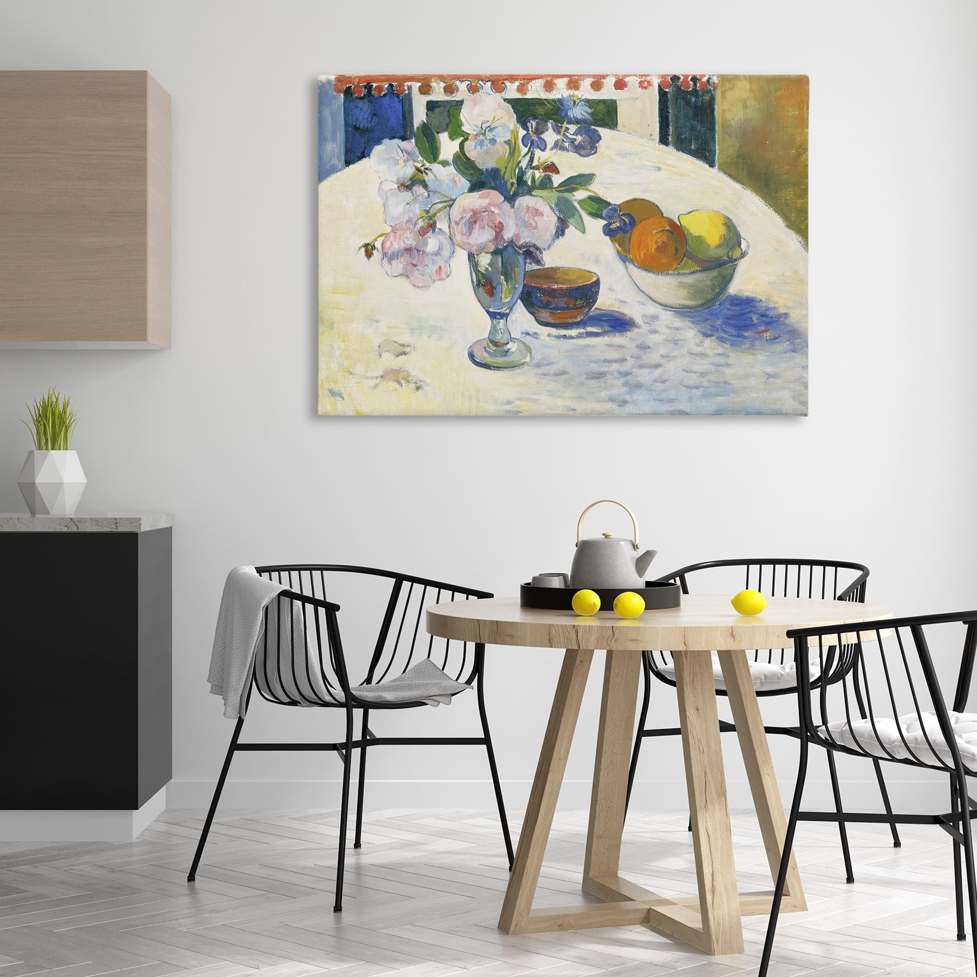 Stupell Industries Classic Gauguin Flowers & Fruit Bowl Food & Beverage Painting Wrapped Canvas Art Print Wall Art, 45 x 30