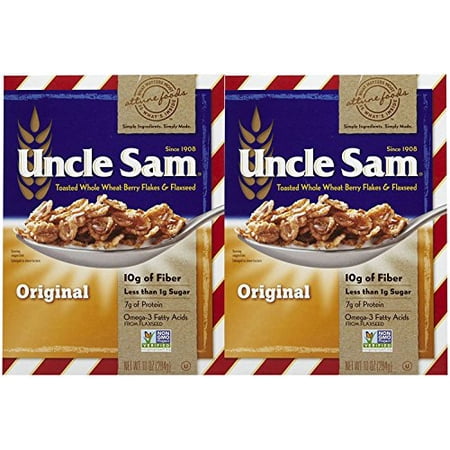 Uncle Sam Toasted Whole Wheat Berry Flakes & Flaxseed Original Cereal Boxes - 10 oz - 2 pk