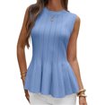 thumbnail image 6 of Sleeveless Knit Tops Slim Fit Ribbed Peplum Sweater Vest, 6 of 7
