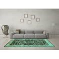 thumbnail image 3 of Ahgly Company Indoor Square Oriental Turquoise Blue Industrial Area Rugs, 5' Square, 3 of 4