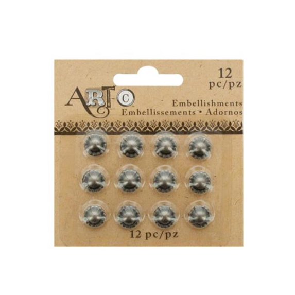Kole Imports HH681-36 Antique Silver Craft Embellishment Studs Set - Pack of 36