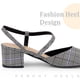 thumbnail image 4 of Mules con tacones gruesos y diseño de pata de gallo para mujer negro y blanco, EE. UU. 7, 4 of 5