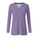 thumbnail image 5 of Xuyuer Women's V-Neck Long Sleeve Slim Drape Hem Solid Color Casual Blouse, Flowy T-Shirt Top for Business Casual, Dinner Dates and Elegant Daily Fashion, 5 of 5