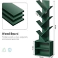 thumbnail image 2 of LEYAOYAO Tall Tree Bookshelf, 9-Tier Zigzag Bookcase with Storage, Vertical Storage Shelf for Books & Décor, Space-Saving Design, Dark Green, 2 of 8