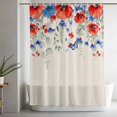 thumbnail image 5 of Blue Red Flowers Small Stall Shower Curtain, Waterproof Shower Curtains for Bathroom, Elegant Spring Floral Butterfly Rustic Washable Fabric Bath Curtain for Bathtub with Hooks 36x72 Inches, 5 of 9