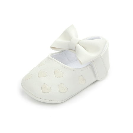 

Colisha Newborn Mary Jane Magic Tape Princess Shoe First Walker Flats Daily Cute Loafers Embroidered Casual Shoes White 4C