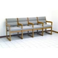 thumbnail image 1 of Quad Reception Area Chair in Solid Oak w Sled Base, Medium Finish & Upholstery (Cream Vinyl), 1 of 2