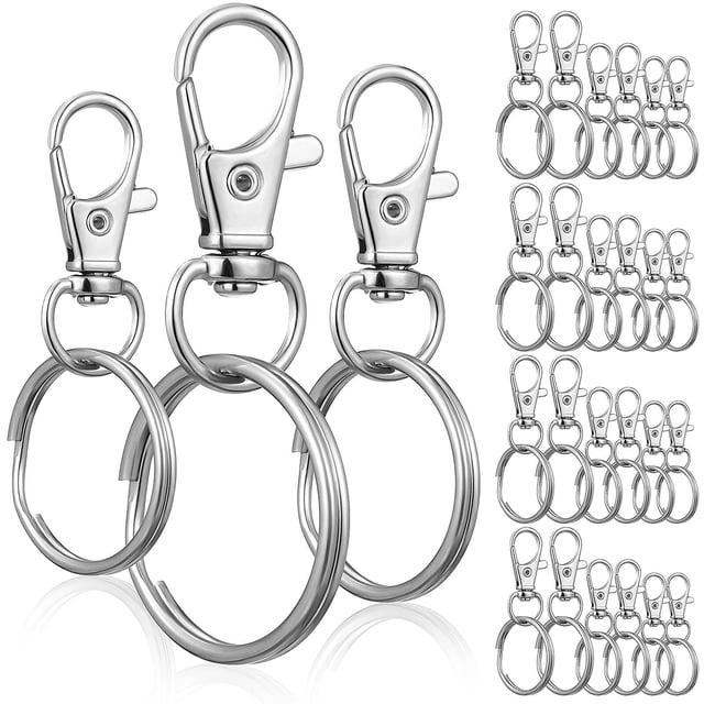 30 Pcs Swivel Snap Hooks with Key Rings Small Keyring Rings Hoops with Lobster Claw Buckle Keys Attachments for Keys Organization and Craft Making