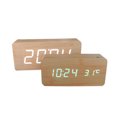 thumbnail image 3 of Pantalla LED de temperatura de tiempo de control de sonido de reloj despertador digital electrónico de madera de bambú inteligente Inevent DZ4616-04, 3 of 7