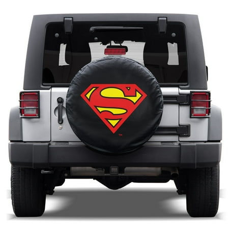 Superman Spare Tire Cover for Jeep Wrangler (1987-2019 JK, JL, CJ, YJ,& TJ) w/Elastic Band - All Weather Snug Custom Fit