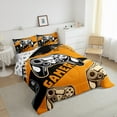 thumbnail image 4 of Feelyou 3D Gamepad Lover Queen Comforter Set for Teens, Video Gaming Gamer Bedding Sets, Orange Cartoon Game Theme Reversible Bedding Comforter Set, Breathable Home Decor, 3 Pieces, 4 of 9
