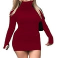 thumbnail image 1 of Women Dress Wrapped Midi Long Sleeve High Neck Spring Dresses, 1 of 5