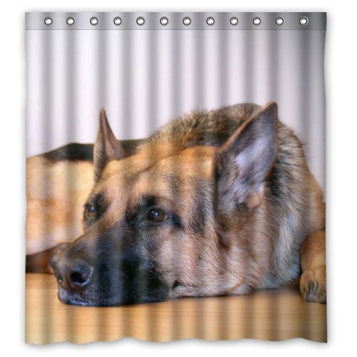 MOHome Strong Pet German Shepherd Dog Shower Curtain Waterproof