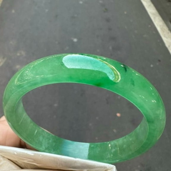 Green Natural Jade Bangle Bracelet for Women Healing Protection Good Luck Natural Gemstone Fengshui Jewelry for Wife Mother's Day Gift for Mom