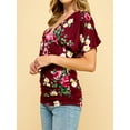 thumbnail image 2 of Made by Johnny Women's V Neck Short Sleeve Wrap Front Drape Dolman Top XXL WINE_FLORAL, 2 of 6