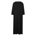 thumbnail image 5 of Women Solid Comfortable Casual Skirt Loose Pajamas Seven Quarter Sleeve Nightgown, 5 of 6