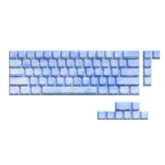 YongCo Ice Blue Keycap Set Original PBT 64/74Keys Side Engraveds Translucents Keycaps for Gaming Mechanical Keyboards