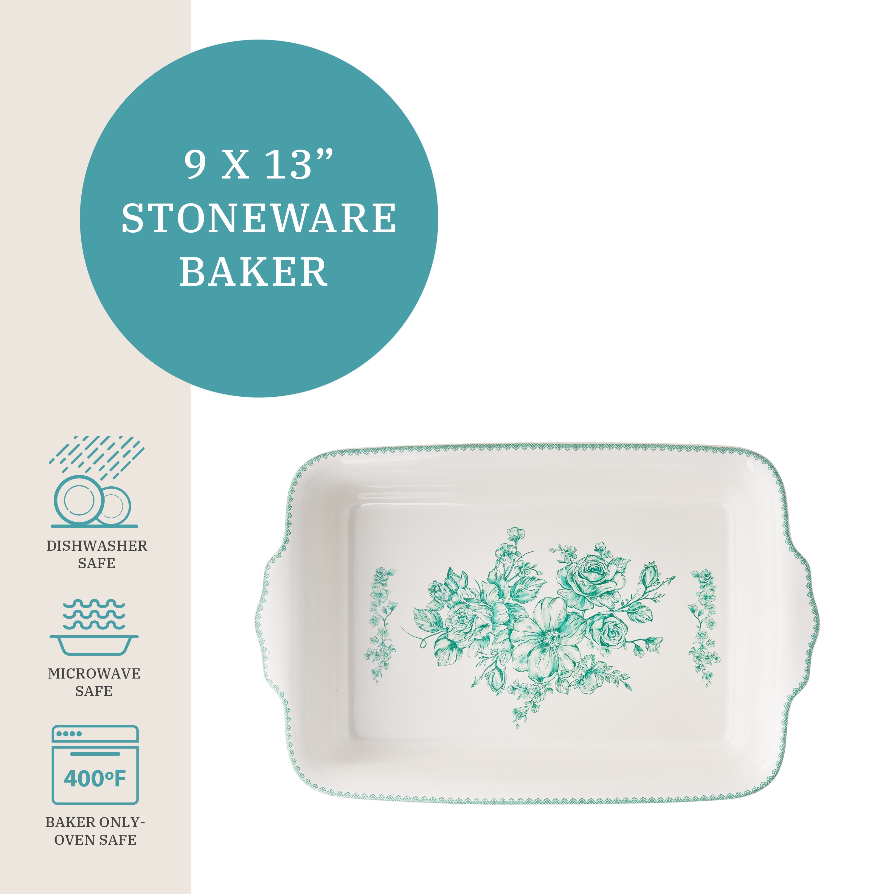 Pioneer Woman Agatha Rectangular Baker with Lid, Green photo 3