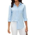 thumbnail image 2 of Siliteelon Women's Slub Cotton Button Down Blouses Business Work Office Shirts Long Sleeve Collared Wrinkle Free Tops, 2 of 7