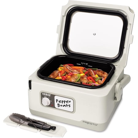 Presto 06030 8 Quart Nomad Portable Electric Slow Cooker with Locking Lid, White