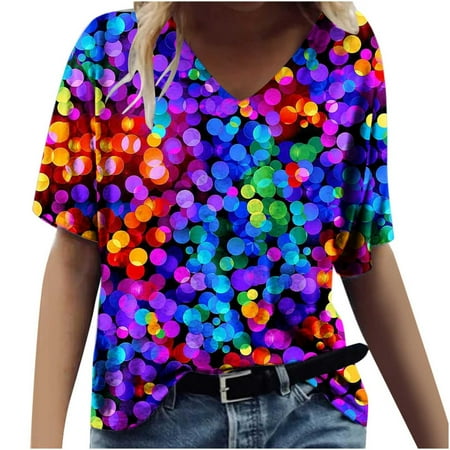 Zodggu Plus Size Blouses Shirts for Women 2023 Sales Trendy Short Sleeve Womens Tops Gradient Floral Graphic Blouse Summer Fashion V Neck Shirts Loose Casual Basic Tees Vintage Blue 10