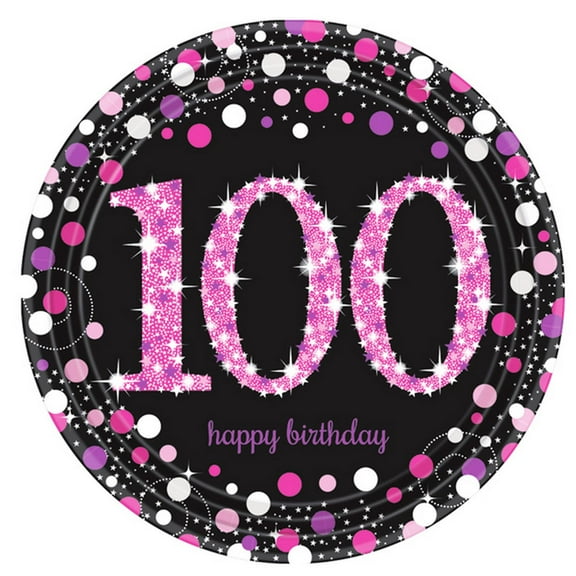 Amscan Prism Pink 80th Birthday Celebration Plates (Pack Of 8)